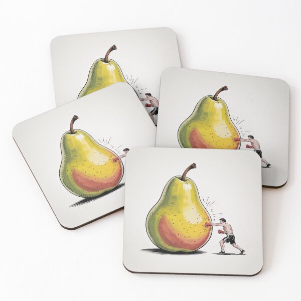 Item preview, Boxer Punching Giant Pear Funny Surreal Fruit Artwork designed and sold by Tamarage.