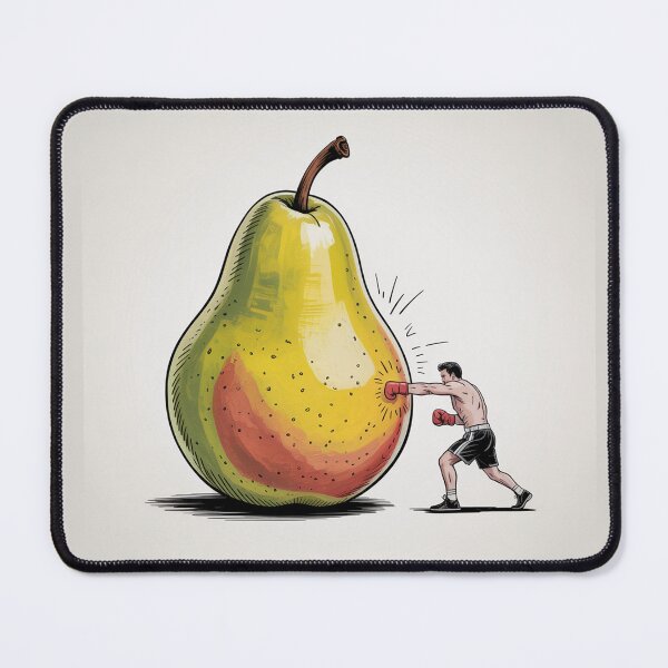 Item preview, Boxer Punching Giant Pear Funny Surreal Fruit Artwork designed and sold by Tamarage.