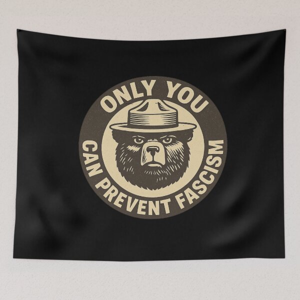 Item preview, Only You Can Prevent Fascism – Satirical Bear Ranger Emblem Shirt designed and sold by DailyDrivesct.