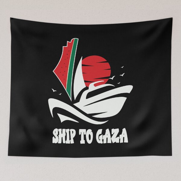 Item preview, Palestine Ship to Gaza Madleen Boat Artwork - Wht designed and sold by Hurriyyatee.