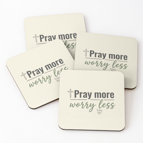 Item preview, Pray More Worry Less Christian Quote Inspirational Faith Typography Design designed and sold by Gahyl7.
