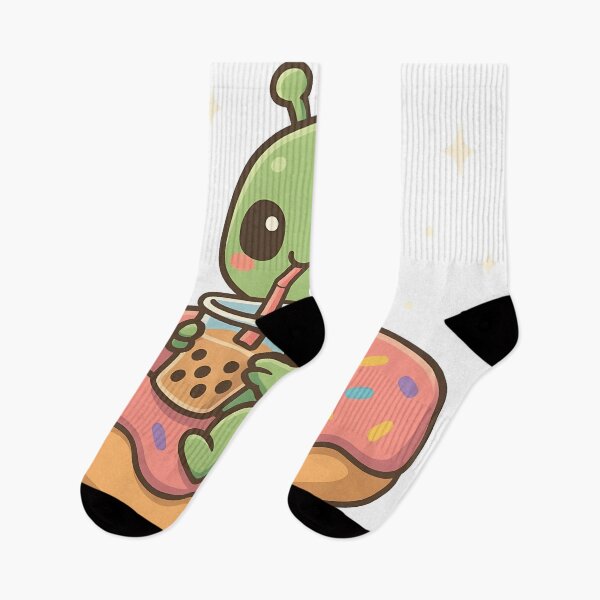 Item preview, Cute Alien Floating in a Donut designed and sold by ArtsyWishesShop.