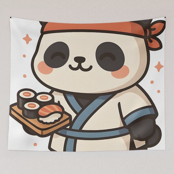 Item preview, Panda Chef Serving Sushi designed and sold by ArtsyWishesShop.