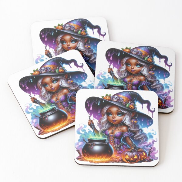 Item preview, Melanin Witch Sisters | Cute Afro Halloween Cauldron Scene designed and sold by Lulunza.