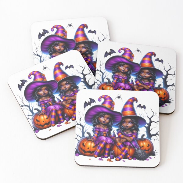 Item preview, Halloween Melanin Queens | Afro Witch with Pumpkins & Magic Potions designed and sold by Lulunza.
