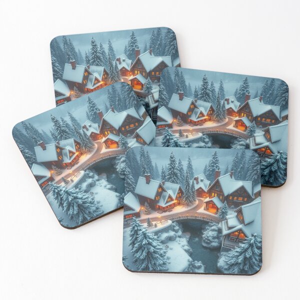 Item preview, Alpine Celebration – Christmas Tree in Snowy Village designed and sold by NaomiRut.