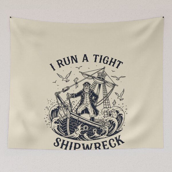 Item preview, I Run a Tight Shipwreck Pirate Captain Retro Vintage Sea designed and sold by VinsendDraconi.