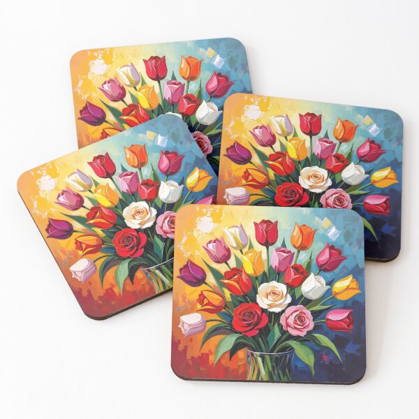 Item preview, Impressionist Vase of Tulips and Roses designed and sold by Mama's Storeroom.