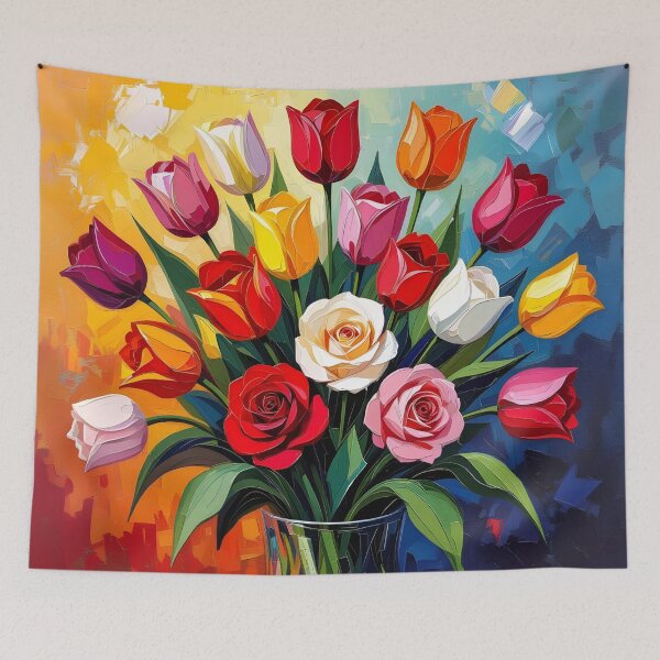 Item preview, Impressionist Vase of Tulips and Roses designed and sold by Mama's Storeroom.