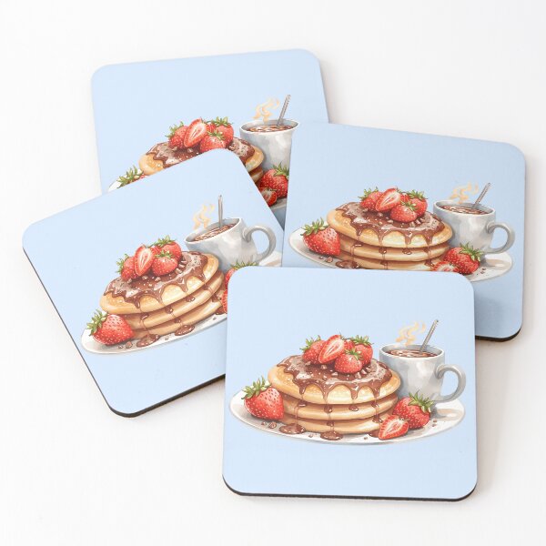 Item preview, Pancakes with Strawberries, syrup and chocolate with Hot Chocolate designed and sold by DormDrip.