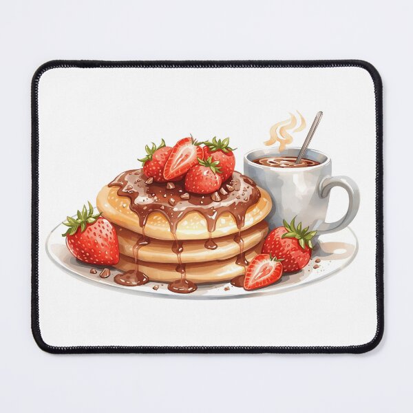 Item preview, Pancakes with Strawberries, syrup and chocolate with Hot Chocolate designed and sold by DormDrip.