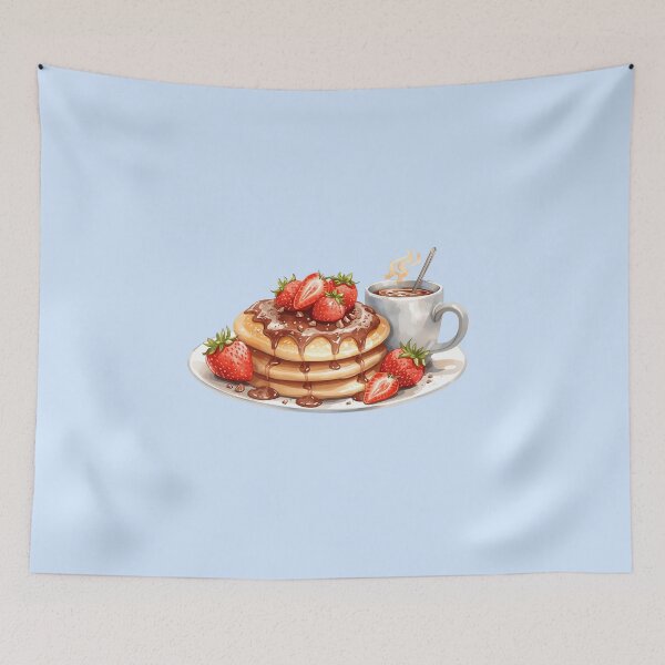 Item preview, Pancakes with Strawberries, syrup and chocolate with Hot Chocolate designed and sold by DormDrip.