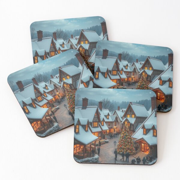 Item preview, Twilight Gathering – Christmas Tree in Snowy Village” designed and sold by NaomiRut.