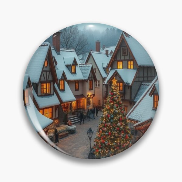 Item preview, Twilight Gathering – Christmas Tree in Snowy Village” designed and sold by NaomiRut.