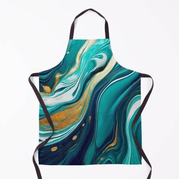 Item preview, Abstract Fluid Acrylic Paint Pour in Teal and Gold designed and sold by Vicky Brago-Mitchell®.