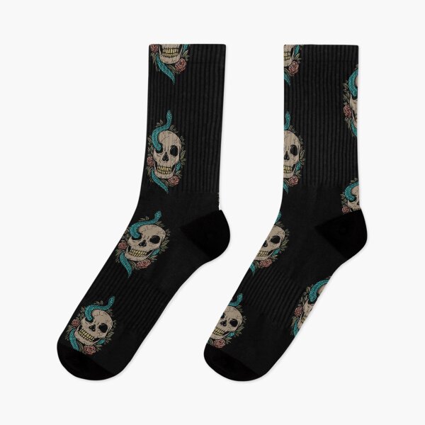 Item preview, Skull with snake and flowers on Halloween designed and sold by Joncasmiart.