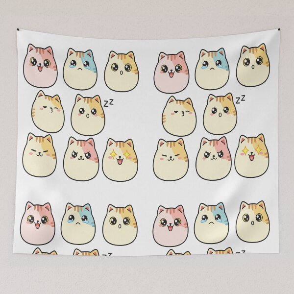 Item preview, Cat Emotions Sticker Pack Cute Kawaii Faces Set designed and sold by Neko-Doodle-co.