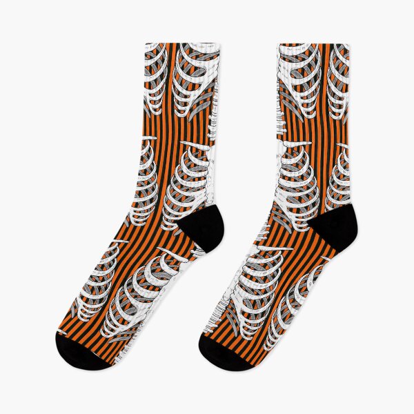 Item preview, Halloween rib cage black and orange stripe designed and sold by beesocks.