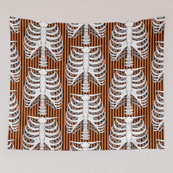 Item preview, Halloween rib cage black and orange stripe designed and sold by beesocks.