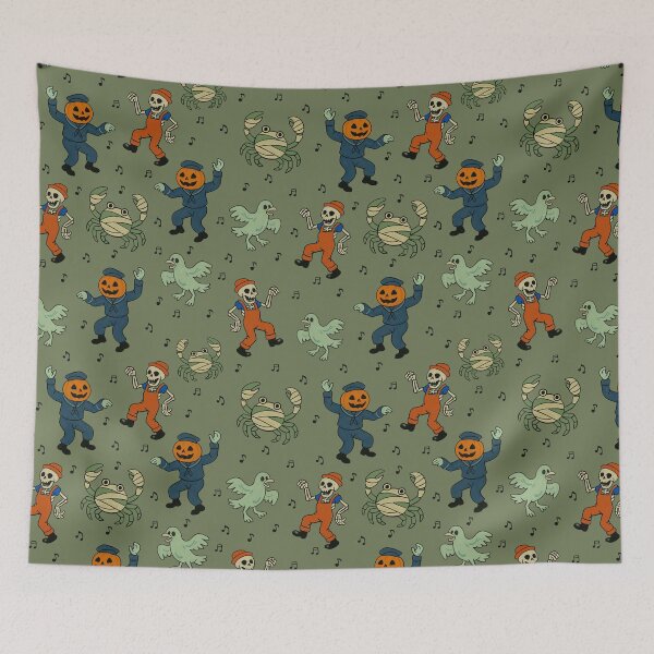 Item preview, Seaweed Maritime Monster Mash – Dancing Halloween Seamless Pattern designed and sold by AtelierBrumeArt.