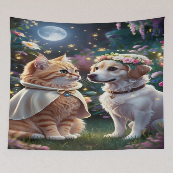 Item preview, Pair of pets under the full moon designed and sold by Pet designs.
