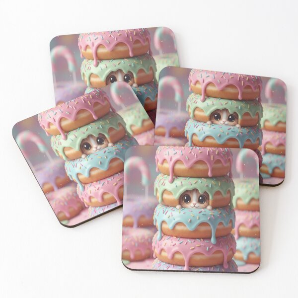Item preview, Donut Worry Be Catty Sticker Funny Food Cat Design designed and sold by Neko-Doodle-co.