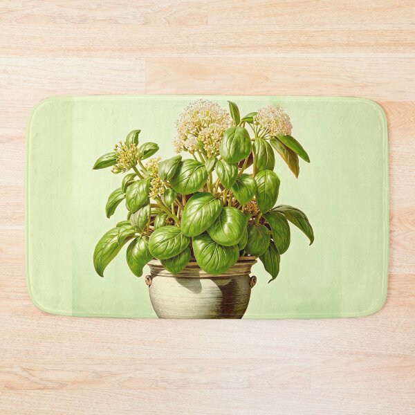 Item preview, Elegant Flowering Basil Pot designed and sold by LanaGustavsson.