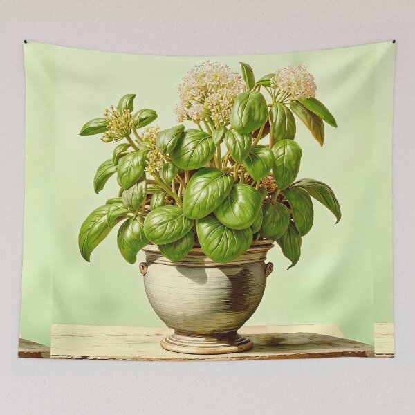 Item preview, Elegant Flowering Basil Pot designed and sold by LanaGustavsson.