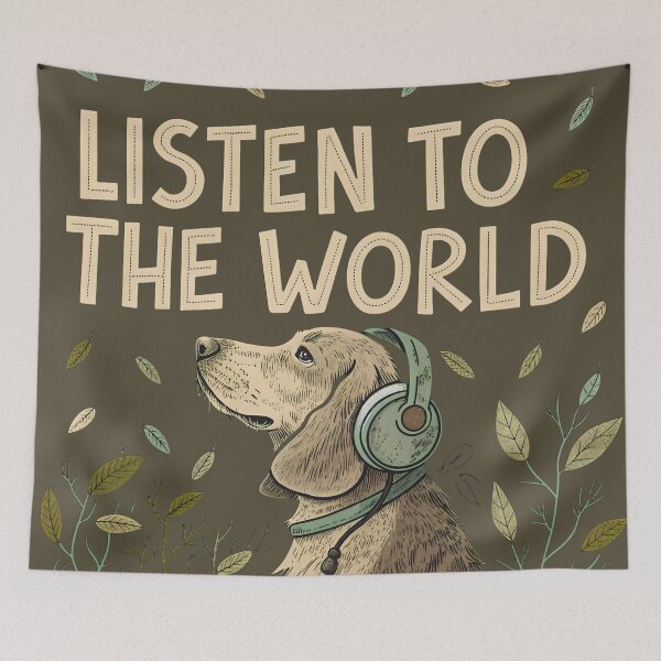 Item preview, Listen to the World – Retro Vintage Dog Music Art designed and sold by Artiviose.