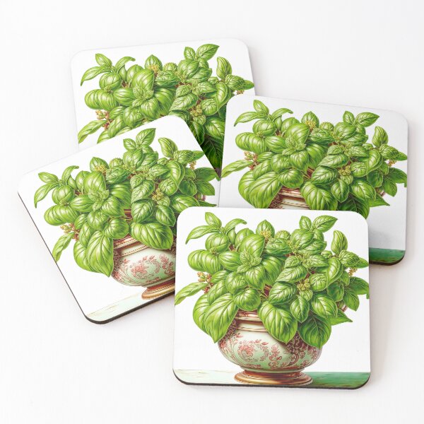 Item preview, Elegant Flowering Basil Pot designed and sold by LanaGustavsson.