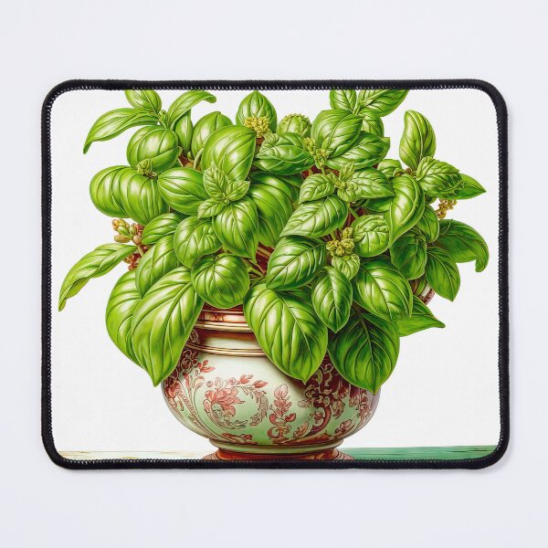 Item preview, Elegant Flowering Basil Pot designed and sold by LanaGustavsson.