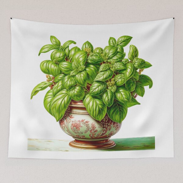 Item preview, Elegant Flowering Basil Pot designed and sold by LanaGustavsson.