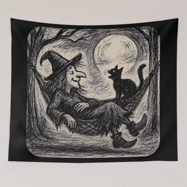 Item preview, The Witch and the Cat Under the Moonlight designed and sold by JrSkDesign ✅ .