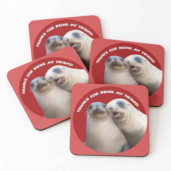 Item preview, Thanks for being my friend sea lions on red designed and sold by GivernyKate.