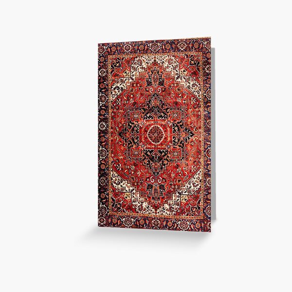 Heriz Antique Vintage Boho Persian Carpet Print Greeting Card