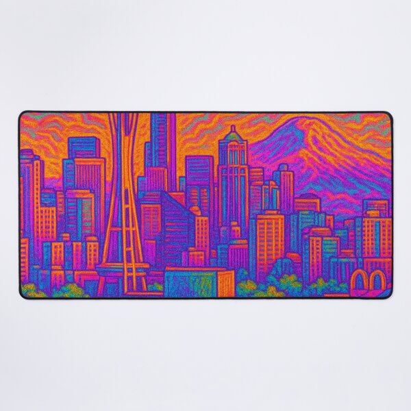 Item preview, Psychedelic Seattle – Trippy Skyline All-Over Print designed and sold by getpressedshirt.