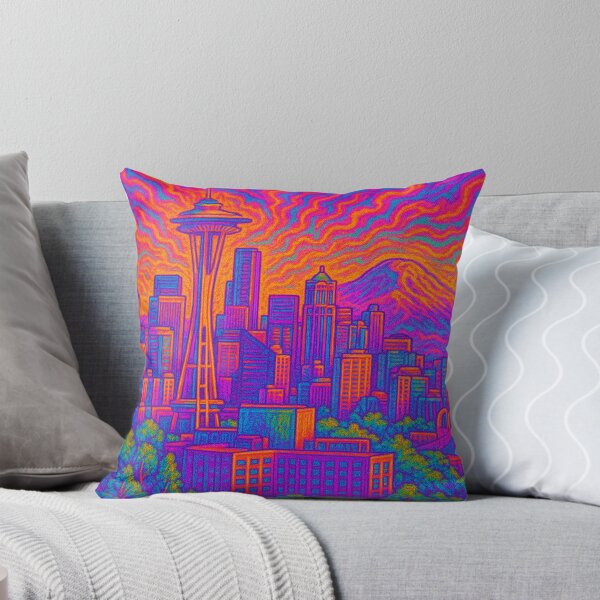 Item preview, Psychedelic Seattle – Trippy Skyline All-Over Print designed and sold by getpressedshirt.