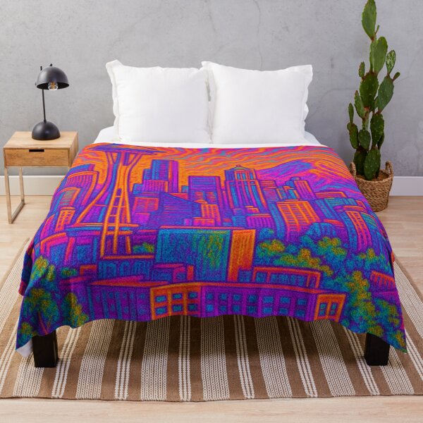 Item preview, Psychedelic Seattle – Trippy Skyline All-Over Print designed and sold by getpressedshirt.