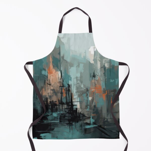 Item preview, Abstract Cyberpunk Cityscape in Teal and Ember Orange – Futuristic Urban Art designed and sold by NeoNebulaArt.