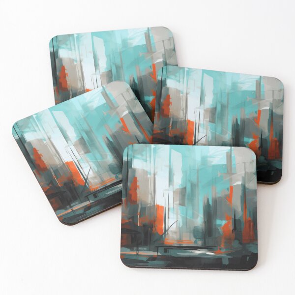 Item preview, Teal and Orange Futuristic Skyline – Abstract Sci-Fi Cityscape Art designed and sold by NeoNebulaArt.