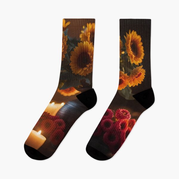 Item preview, Warm Autumn Still Life With Sunflowers, Candles And Pink Gerberas designed and sold by afrancisCL.