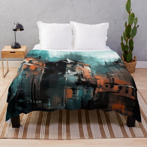 Item preview, Ciudad neovictoriana al anochecer: arquitectura abstracta en tonos verde azulado y brasas designed and sold by NeoNebulaArt.