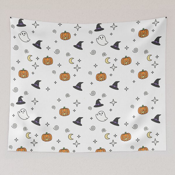 Item preview, Simple Kawaii Halloween Pattern - Ghost, Pumpkin, and Witch Hat designed and sold by HoopeStylee.