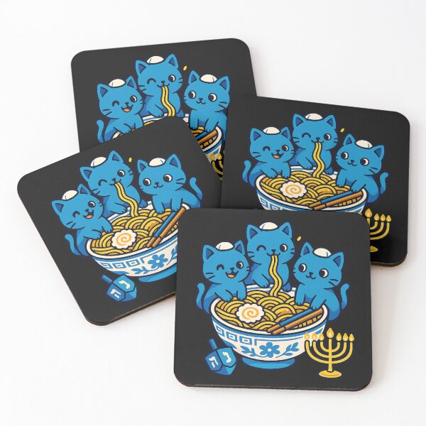Item preview, Jewish Cats Ramen Kitten Anime Hanukkah Pajamas Chanukah designed and sold by cawtoon.