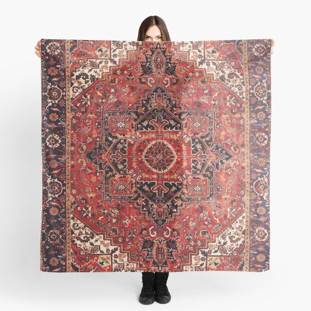 Heriz Antique Vintage Boho Persian Carpet Print Scarf