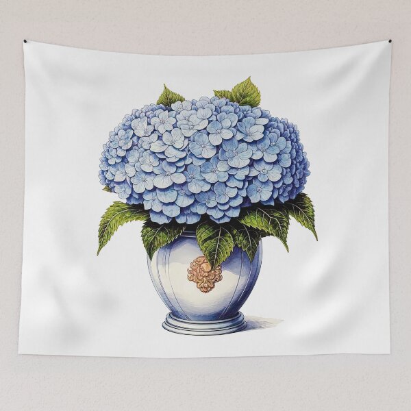 Item preview, Vibrant Hydrangea Bouquet in Ornate Vase designed and sold by LanaGustavsson.