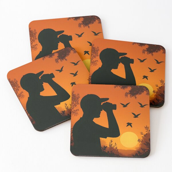 Item preview, "Birdwatcher Silhouette at Sunset – Nature Lover Minimalist Art" designed and sold by NatureNookTees.