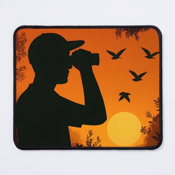 Item preview, "Birdwatcher Silhouette at Sunset – Nature Lover Minimalist Art" designed and sold by NatureNookTees.