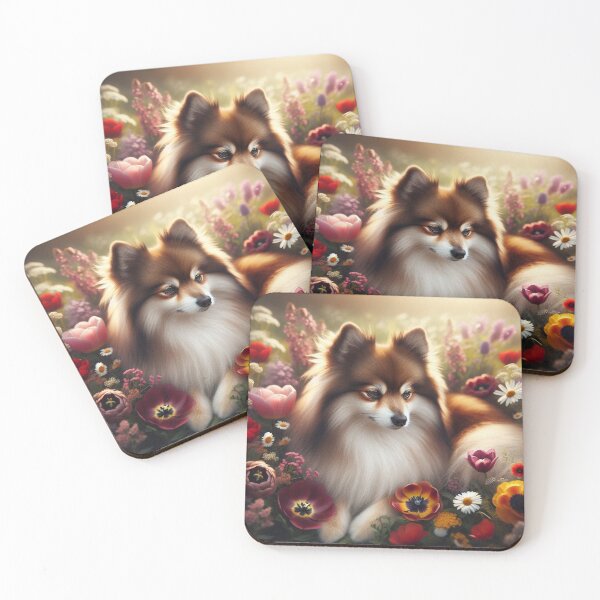 Item preview, Pomeranian Among Colorful Blooms designed and sold by Wags & Tails.