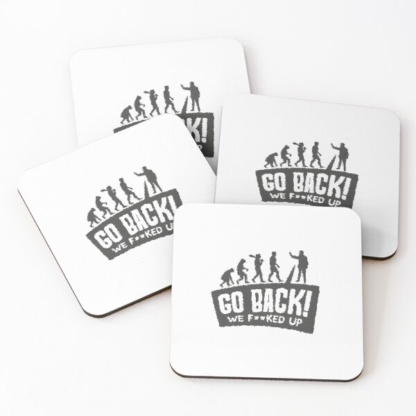 Item preview, Go Back! We F**ked Up — Funny Human Evolution Black & White Graphic designed and sold by Colorful-Garden.